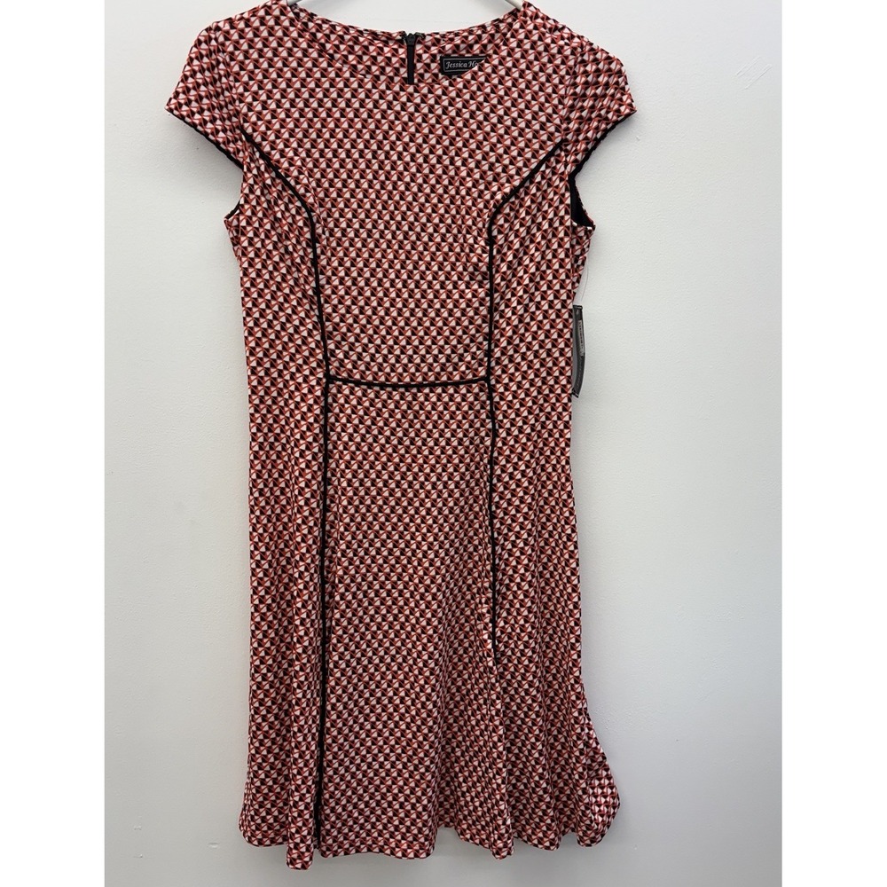 Jessica Howard Petite Geometric Print Cap Sleeve Sheath Dress 4P
